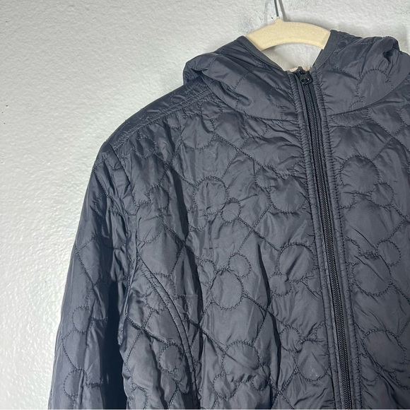 Disney Parks Black Quilted Hooded Mickey Jacket Women's Medium M Sherpa Lined - Picture 2 of 9